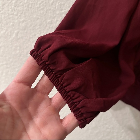 The Line of Style Burgundy Lace Blouse 3X Long Sleeve Keyhole Back Romantic Boho - Picture 4 of 9